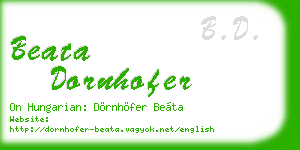 beata dornhofer business card